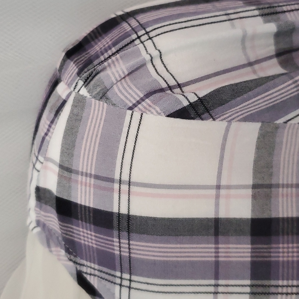 Ann Taylor LOFT Plaid Blouse Top with Keyhole Back - Picture 3 of 11